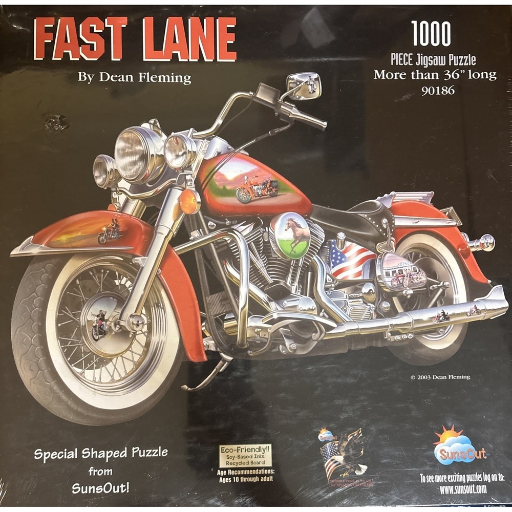 Fast Lane Motorcycle Shaped Jigsaw Puzzle 1000pc Dean Fleming 2003